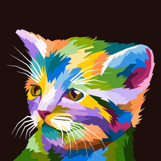 kleurrijke kat pop-art portret geïsoleerd decoratie