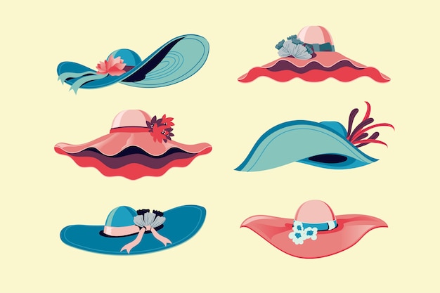 Kleurrijke kentucky derby hats set illustration