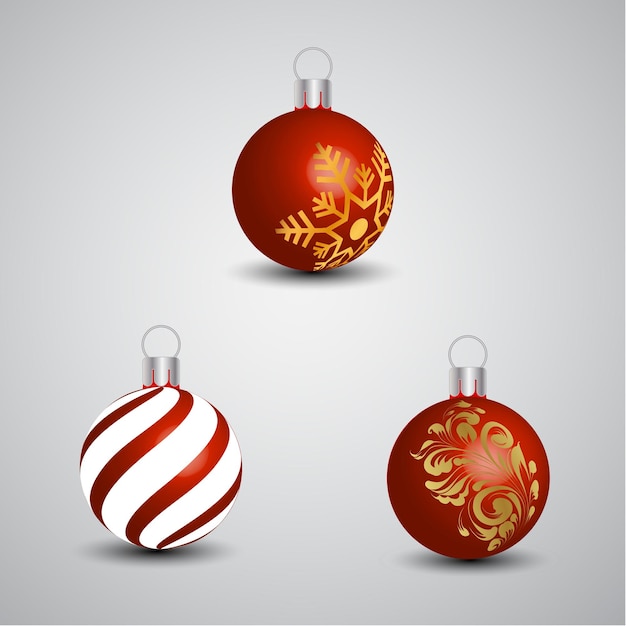 Kleurrijke kerstballen met geïsoleerde realistische decoraties
