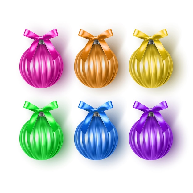 Kleurrijke kerstballen op witte achtergrond vector kerstversiering