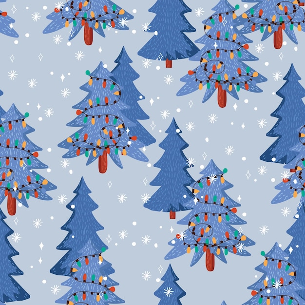 Vector kleurrijke kerstbomen naadloze patroon met kerst ornament vector illustratie ontwerp voor mode stof textiel behang inwikkeling en alle prints