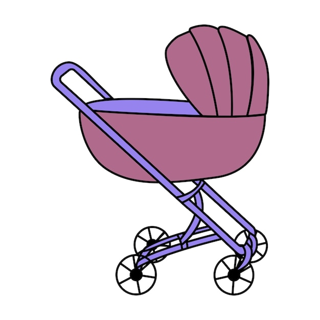 Kleurrijke kinderwagen doodle