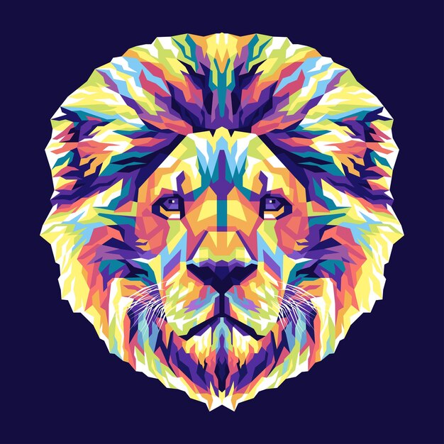 Kleurrijke koning leeuw pop-art stijl illustratie
