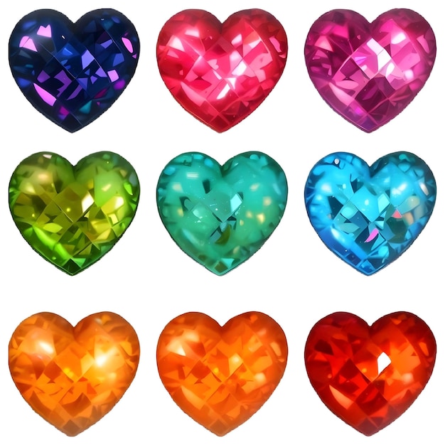 Kleurrijke kristallen hartvormige edelstenencollectie