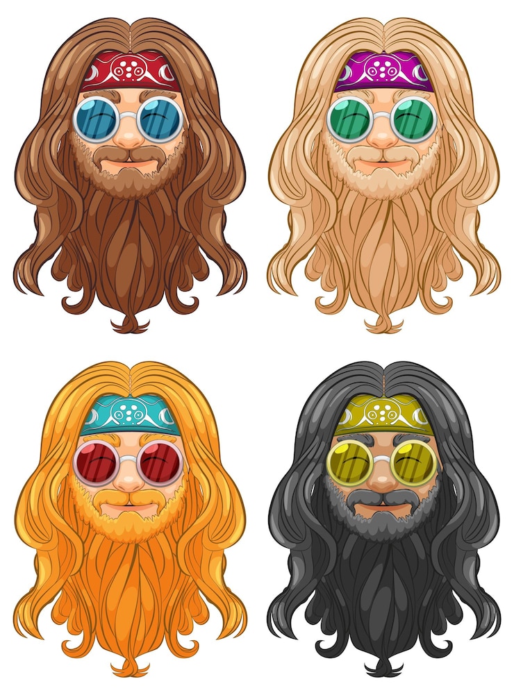 Vector kleurrijke leeuwillustraties in hippie-stijl