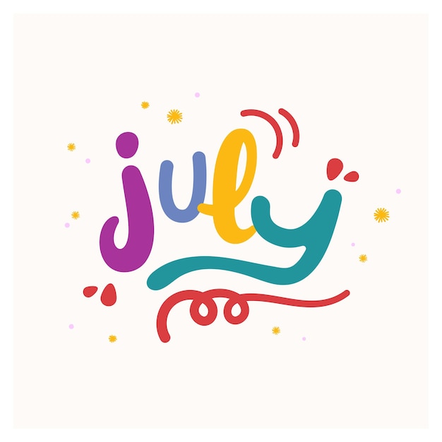 kleurrijke leuke juli belettering typografie