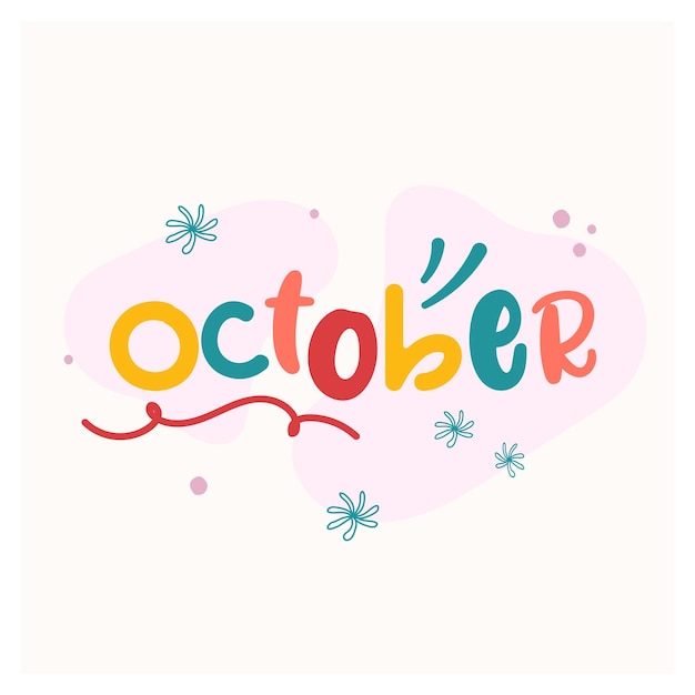 kleurrijke leuke oktober belettering typografie