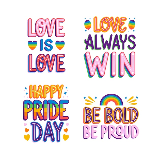 Kleurrijke lgbt-belettering stickerset