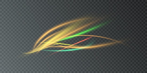 Vector kleurrijke lichte strepen op een transparante achtergrond