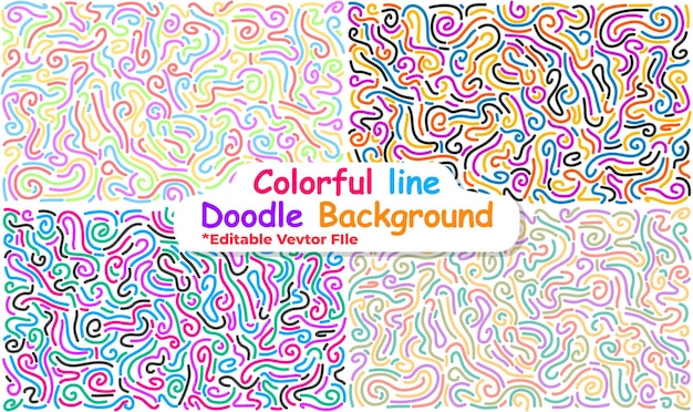 Kleurrijke lijn doodle achtergrond leuke kleurrijke lijn doodle naadloze patroon abstracte achtergrond