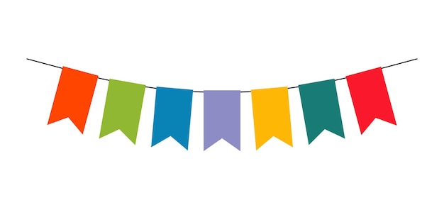 Kleurrijke lint vlaggen decoratie voor vakantie of verjaardag vectorillustratie geïsoleerd