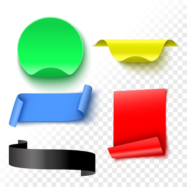 Vector kleurrijke linten-tags en sticker op transparante achtergrond vectorillustratie