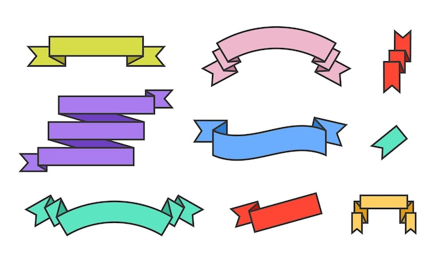 Kleurrijke lintlabel geïsoleerde set Vector plat grafisch ontwerp illustratie