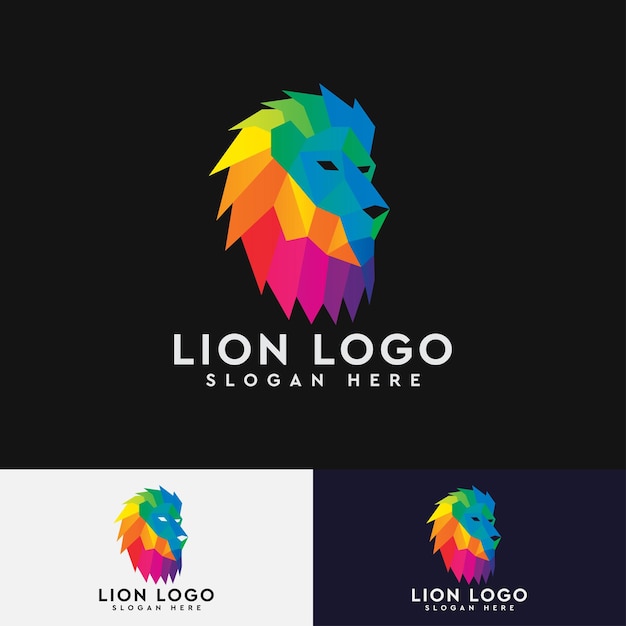 Kleurrijke Lion Head Logo sjabloon