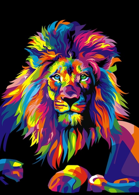 Kleurrijke Lion Illustratie in wpap pop art stijl