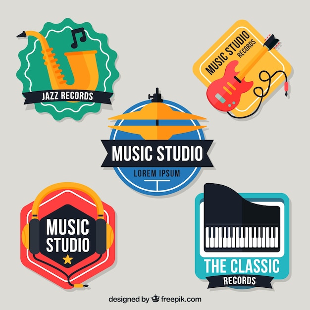 Kleurrijke logo's voor een muziekstudio