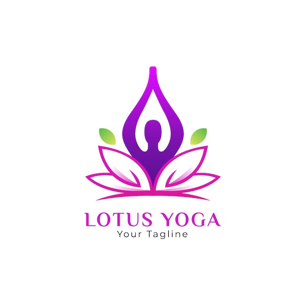 Kleurrijke lotus yoga logo ontwerpsjabloon