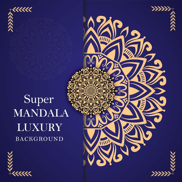 Kleurrijke Luxe Mandala-achtergrond met gouden arabeskpatroon