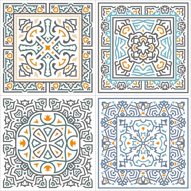 Kleurrijke mandala keramische tegels set