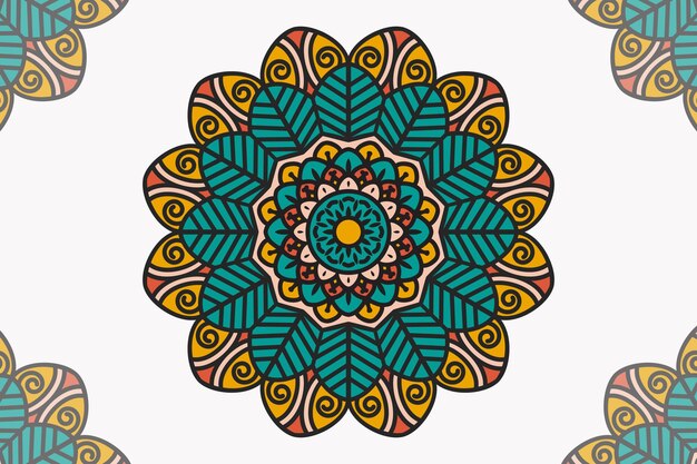 Kleurrijke mandala-patroon bloemenachtergrond