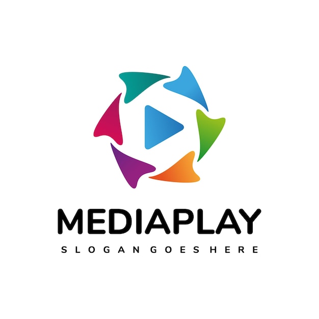 Kleurrijke media play logo-sjabloon