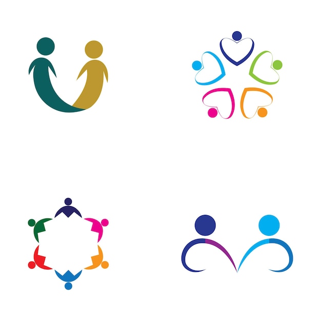 Kleurrijke mensen en gemeenschap set Logo Vector