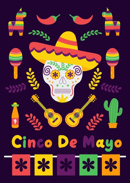 Kleurrijke Mexicaanse Cinco de Mayo feestbanner