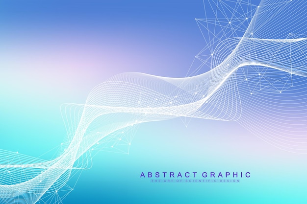 Kleurrijke moleculen achtergrond. DNA-helix, DNA-streng, DNA-test. Molecuul of atoom, neuronen. Abstracte structuur voor wetenschap of medische achtergrond, banner. Wetenschappelijke moleculaire vectorillustratie