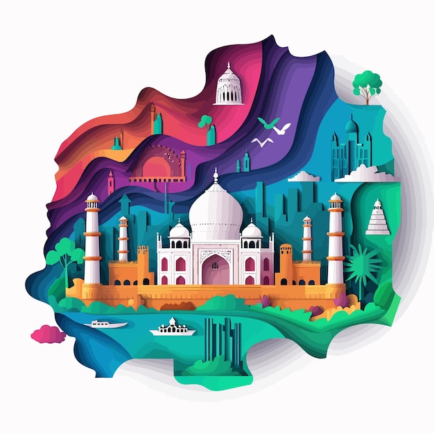Kleurrijke moskee illustratie