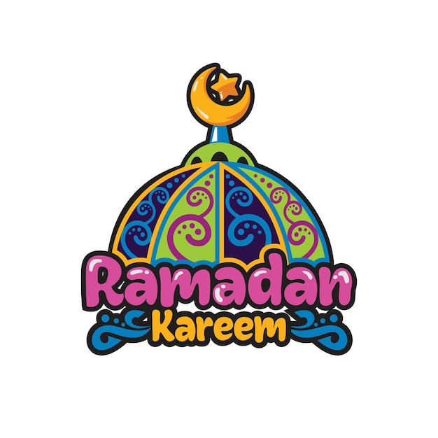 Kleurrijke moskee koepel ramadan cartoon logo