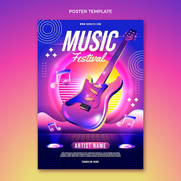 Vector kleurrijke muziekfestivalposter met kleurovergang