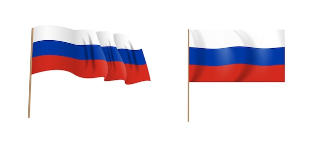 Kleurrijke naturalistische wapperende vlag van de Russische Federatie.