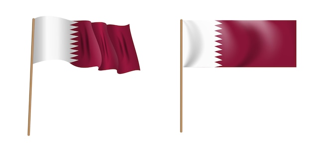 Kleurrijke naturalistische wapperende vlag van de staat Qatar