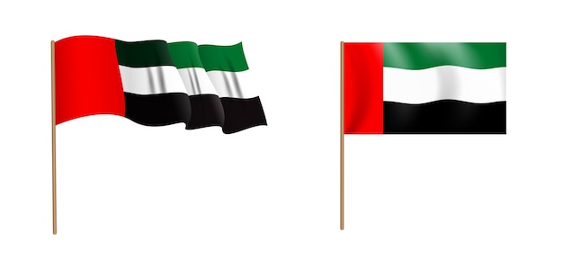 Kleurrijke naturalistische wapperende vlag van de verenigde arabische emiraten.