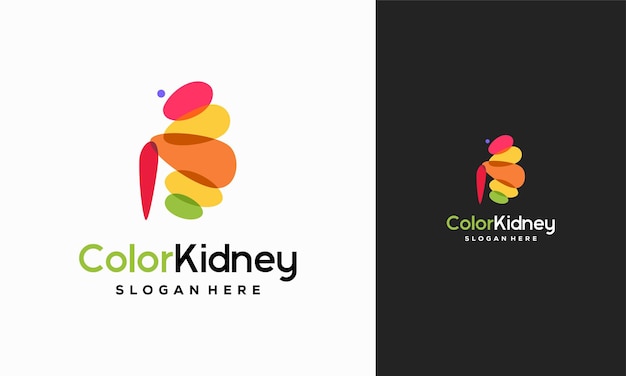 Kleurrijke nierzorg logo ontwerpen concept vector gezondheid nier logo sjabloonontwerpen