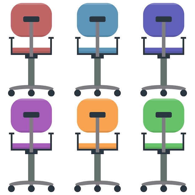 Vector kleurrijke office seat element pictogram spel asset vlakke afbeelding