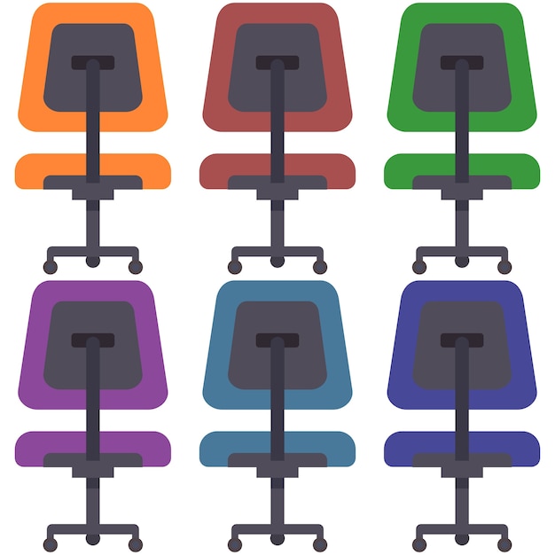 Vector kleurrijke office seat element pictogram spel asset vlakke afbeelding
