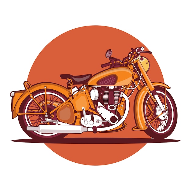 Vector kleurrijke oranje vintage motorfiets achtergrond