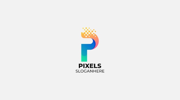 kleurrijke P Letter Pixels Logo ontwerp icoon vector