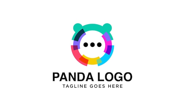 kleurrijke panda chat bubble vector logo