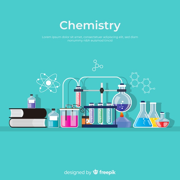 Kleurrijke platte chemie achtergrond