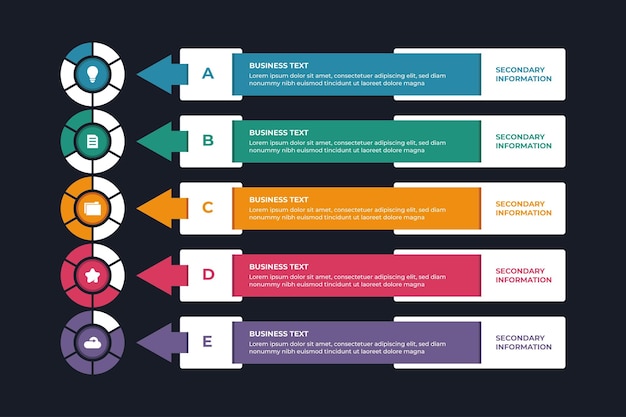 Vector kleurrijke platte lijst infographic sjabloon