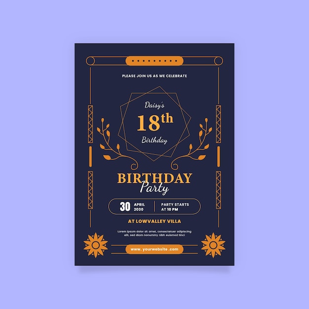 Kleurrijke poster voor verjaardagsfeestje met verschillende geïllustreerde karakters Premium Vector