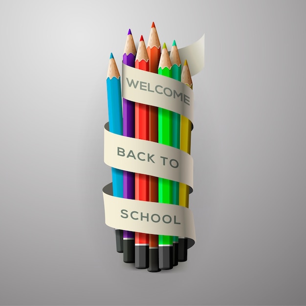Kleurrijke potloodkrijtjes met lint vectoreps10 illustratie