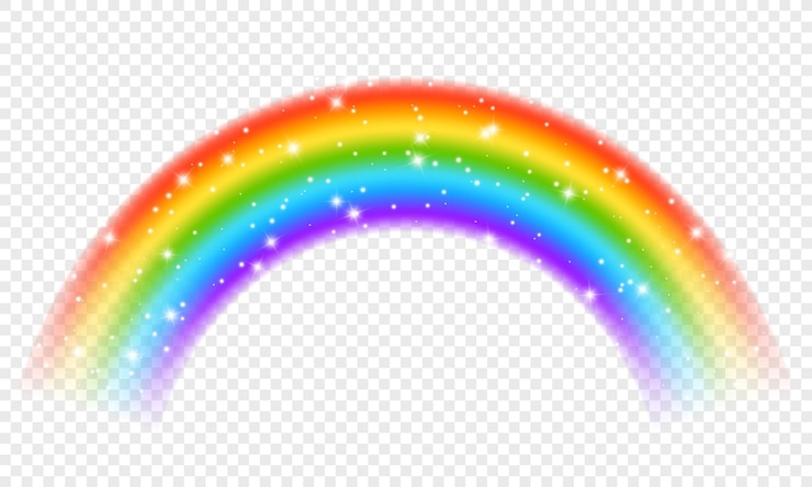 Vector kleurrijke realistische regenboog-effect op doorzichtige achtergrond vector vervaagde regenbogen overlapping