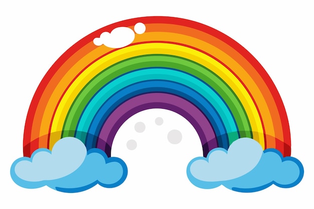 Kleurrijke regenboog met twee wolken