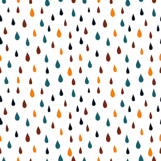 Kleurrijke regendruppels naadloze patroon met witte achtergrond.