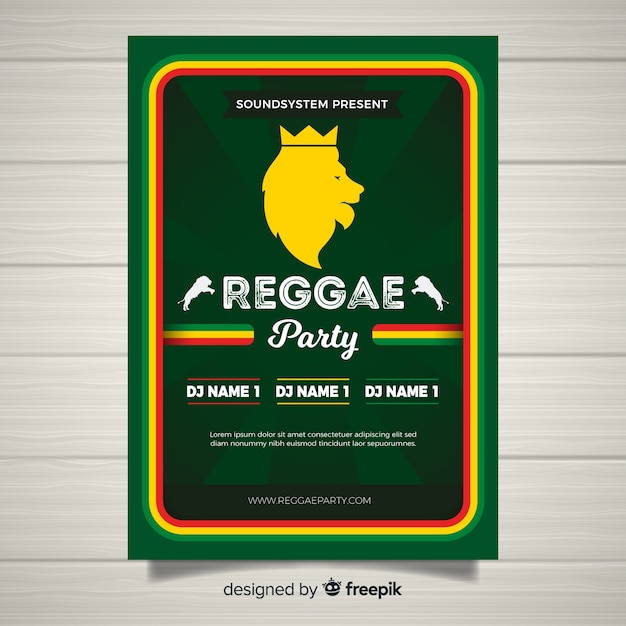 Kleurrijke reggae partij poster met platte ontwerp