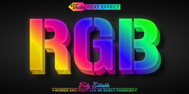 Kleurrijke RGB-vectorbewerkbare tekst-effect sjabloon