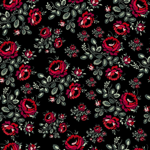 Kleurrijke rode roos naadloze patroon background_with back background